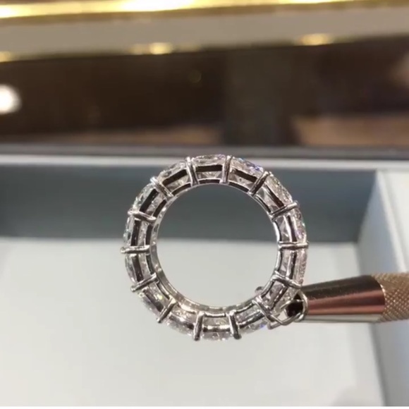 Emerald Cut Eternity Wedding Band Ring - Picture 3 of 9